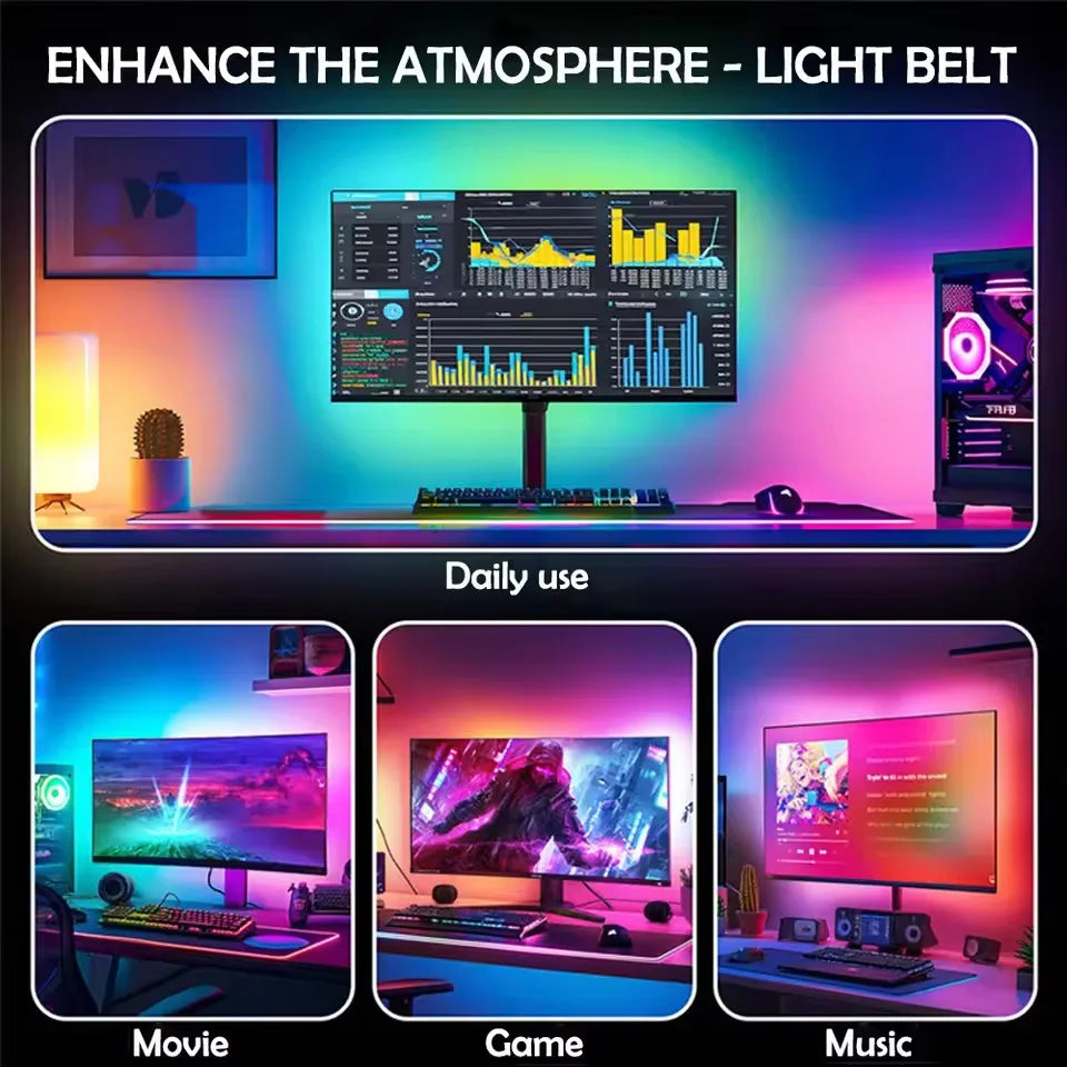 Smart Gaming LED Strip Lights 24-34 Inch Computer Screen Backlight USB PC LED Backlight for Gaming Room Atmosphere Decoration