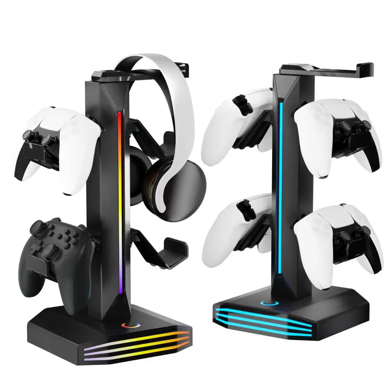 Headphone Stand with USB Charging Hub – RGB Gaming Desk Organizer