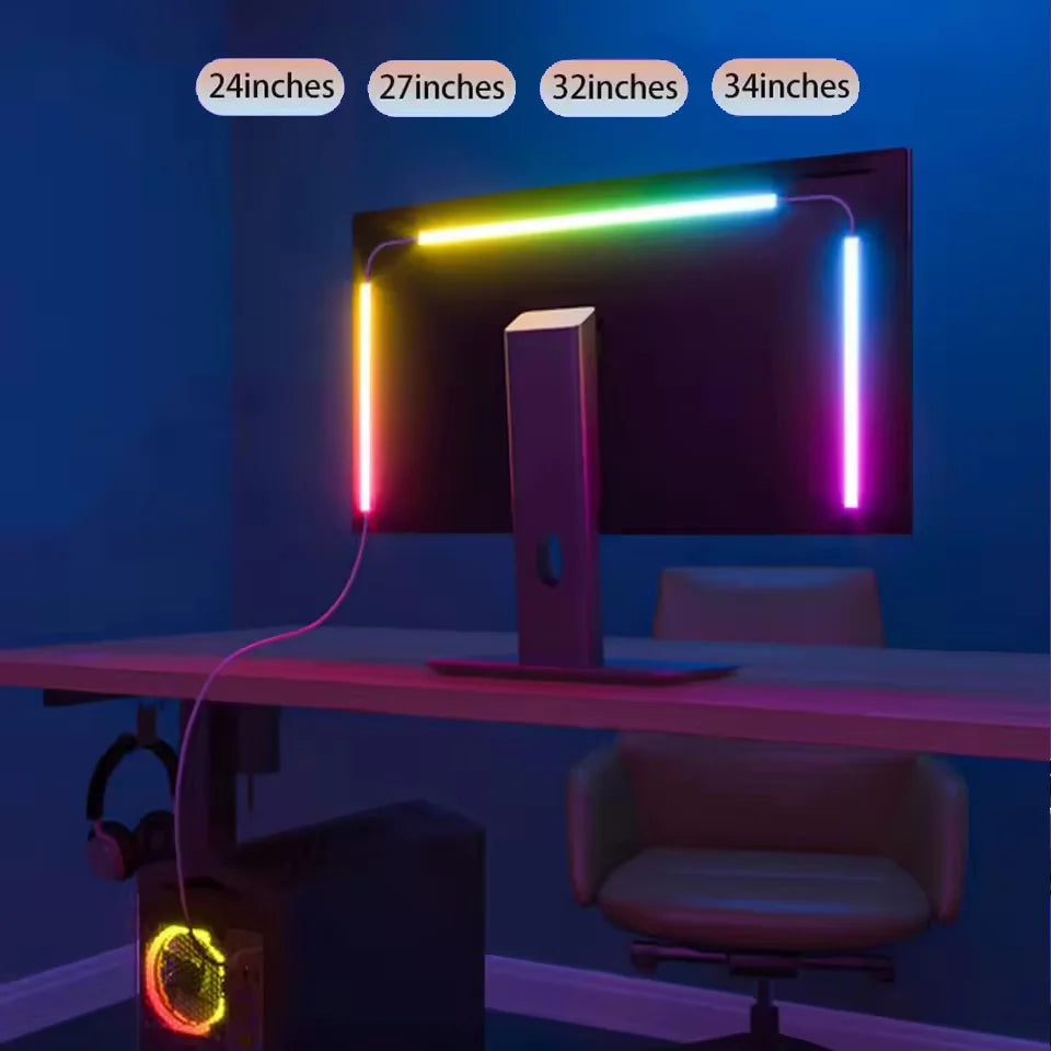 Smart Gaming LED Strip Lights 24-34 Inch Computer Screen Backlight USB PC LED Backlight for Gaming Room Atmosphere Decoration